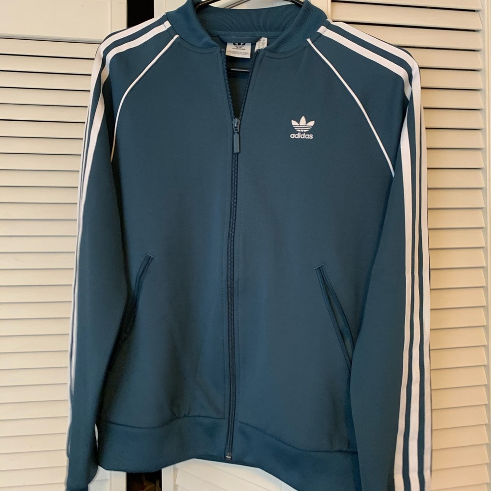 Adidas adicolor track suit jacket in blue size Med three stripes squid game